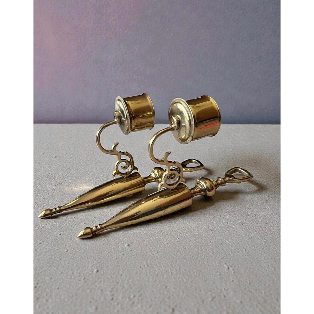 Vintage Brass Candle Sconces - Hollywood Regency Teardrop Finial, Made in Korea